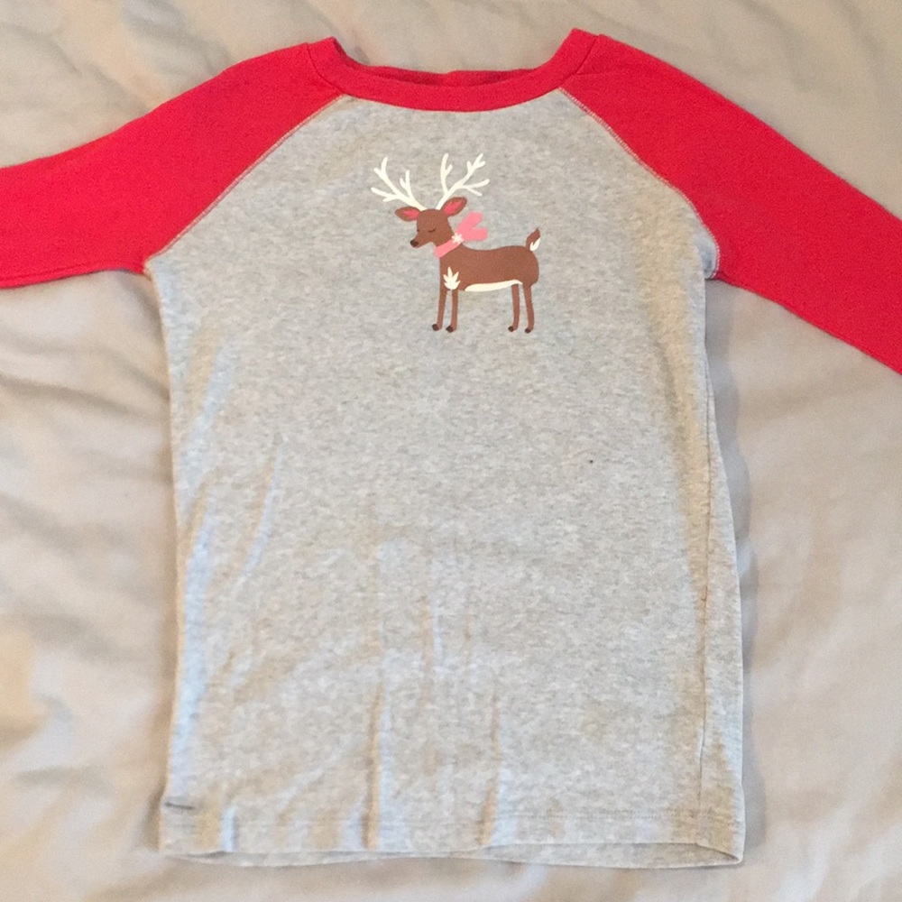 Reindeer Christmas Pajama Long Sleeve Top